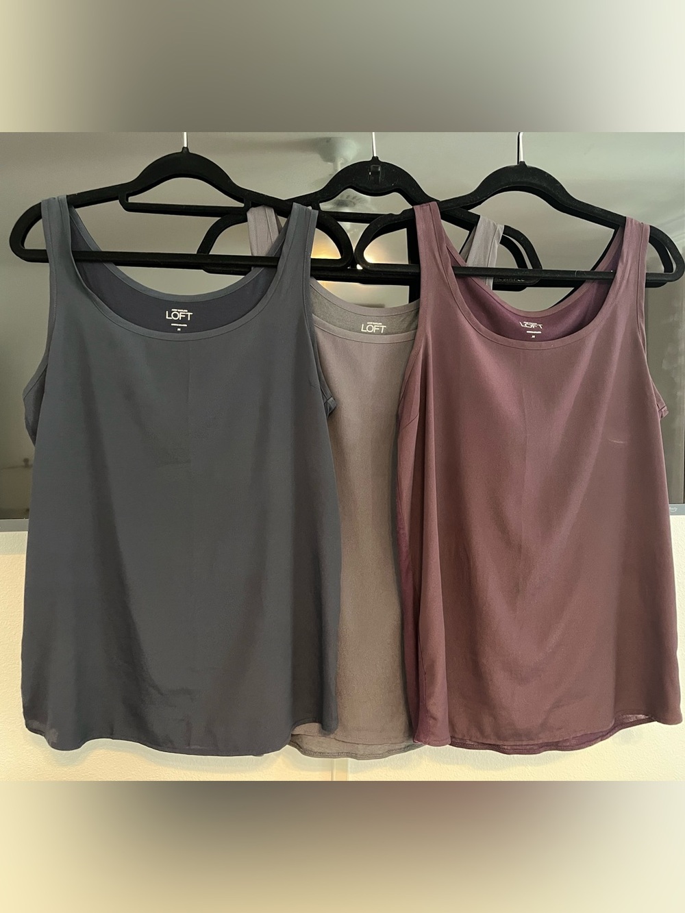 LOFT Scoop Neck Tank Set of 3 - Navy, Smoke, Plum